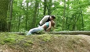 Sex in the woods with naughty blonde
