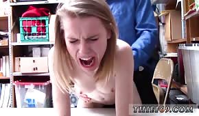 She moans sharply while fucking on a stand